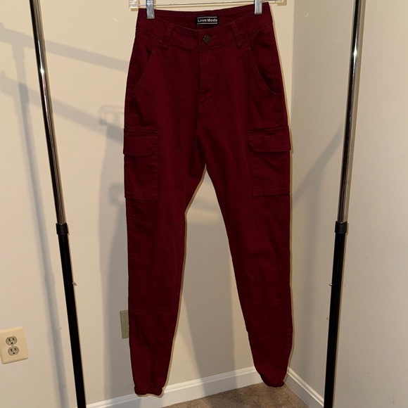 Love Moda Pants - Women’s Burgundy Love Moda Cargo Pants